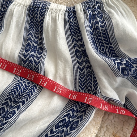 Blue island boho coverup dress tunic blue and white tassel shirt Medium - Picture 7 of 7